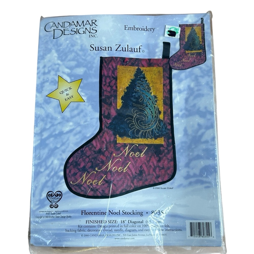 Christmas Stocking Embroidery Kit Candamar Florentine Noel Kit Susan Zulauf NEW